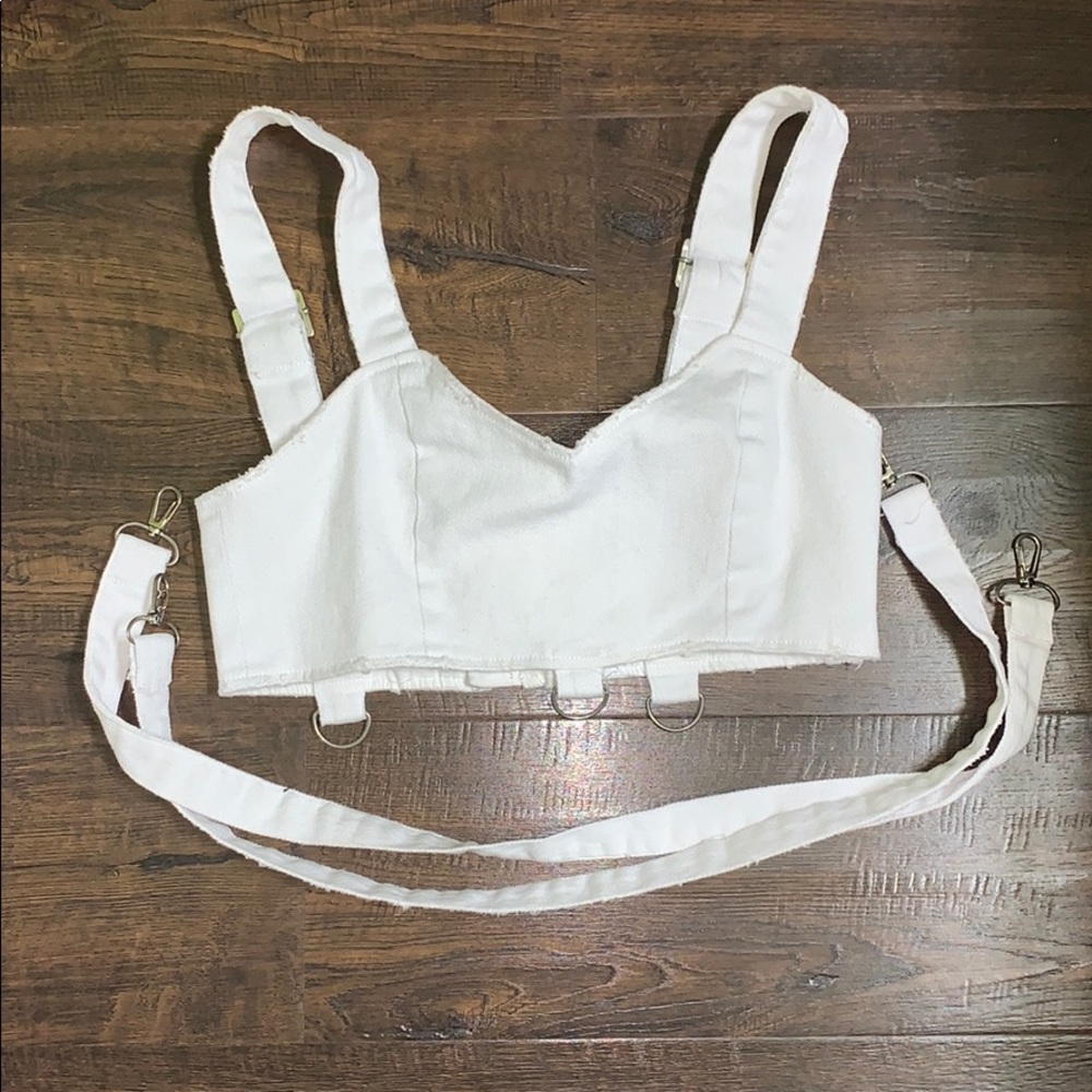 CAMAR WHITE DENIM CROP TOP
